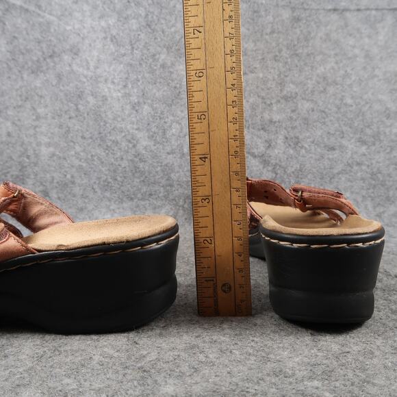 Clarks Shoes Womens 10 Sandals Bendables Leather Adjustable Straps Wedge Comfort - Picture 5 of 11